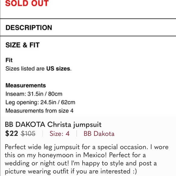 BB DAKOTA Christa jumpsuit - Picture 4 of 4